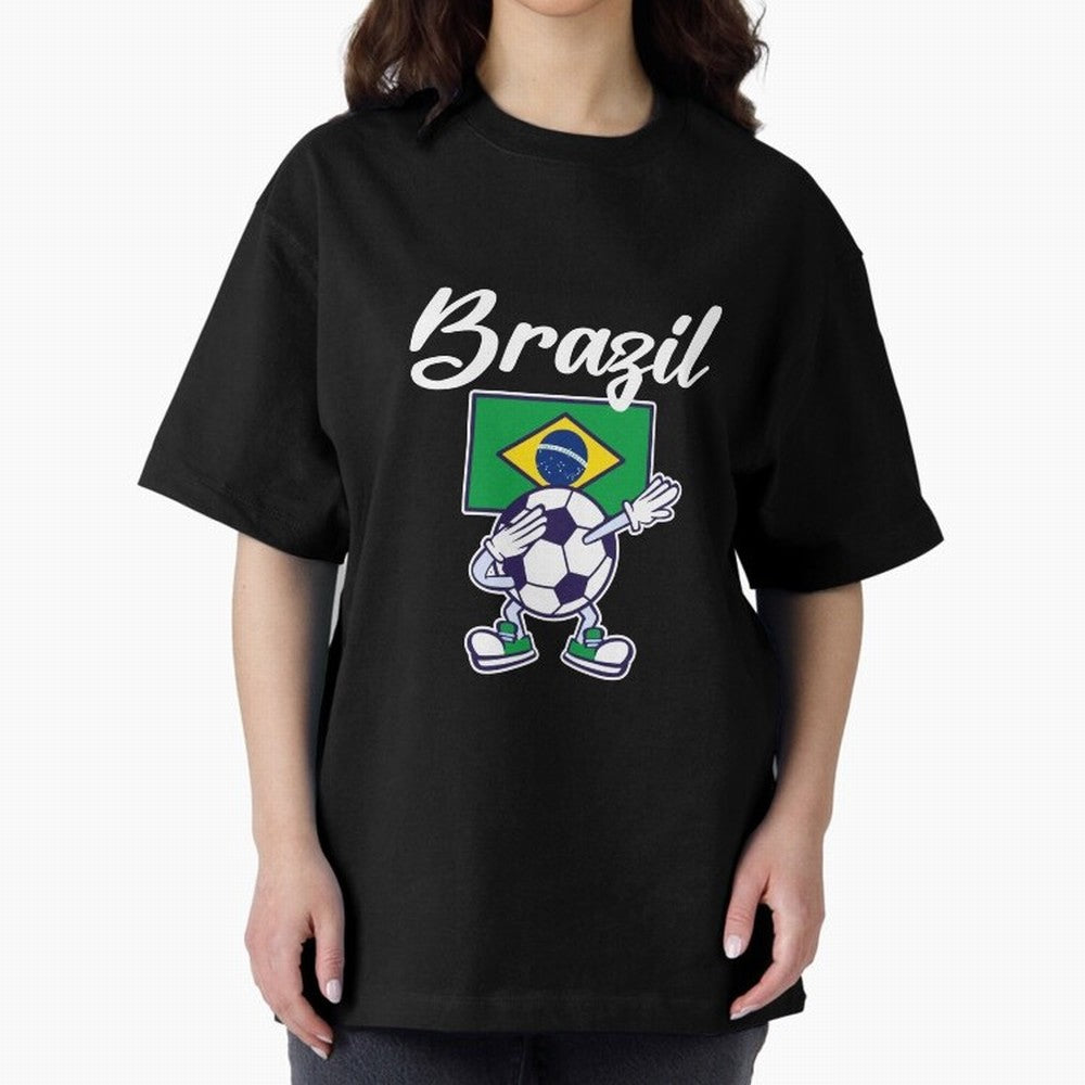 BRAZIL - Dabbing Football Soccer Ball - BRAZIL Classic T-Shirt Bring Legendary Rivalry Energy to FIFA World Cup 2026 Group Stage for Fans of Messi and Argentina, France and Brazil, Bringing Vintage Soccer Flavor, Modern Football Stars, National