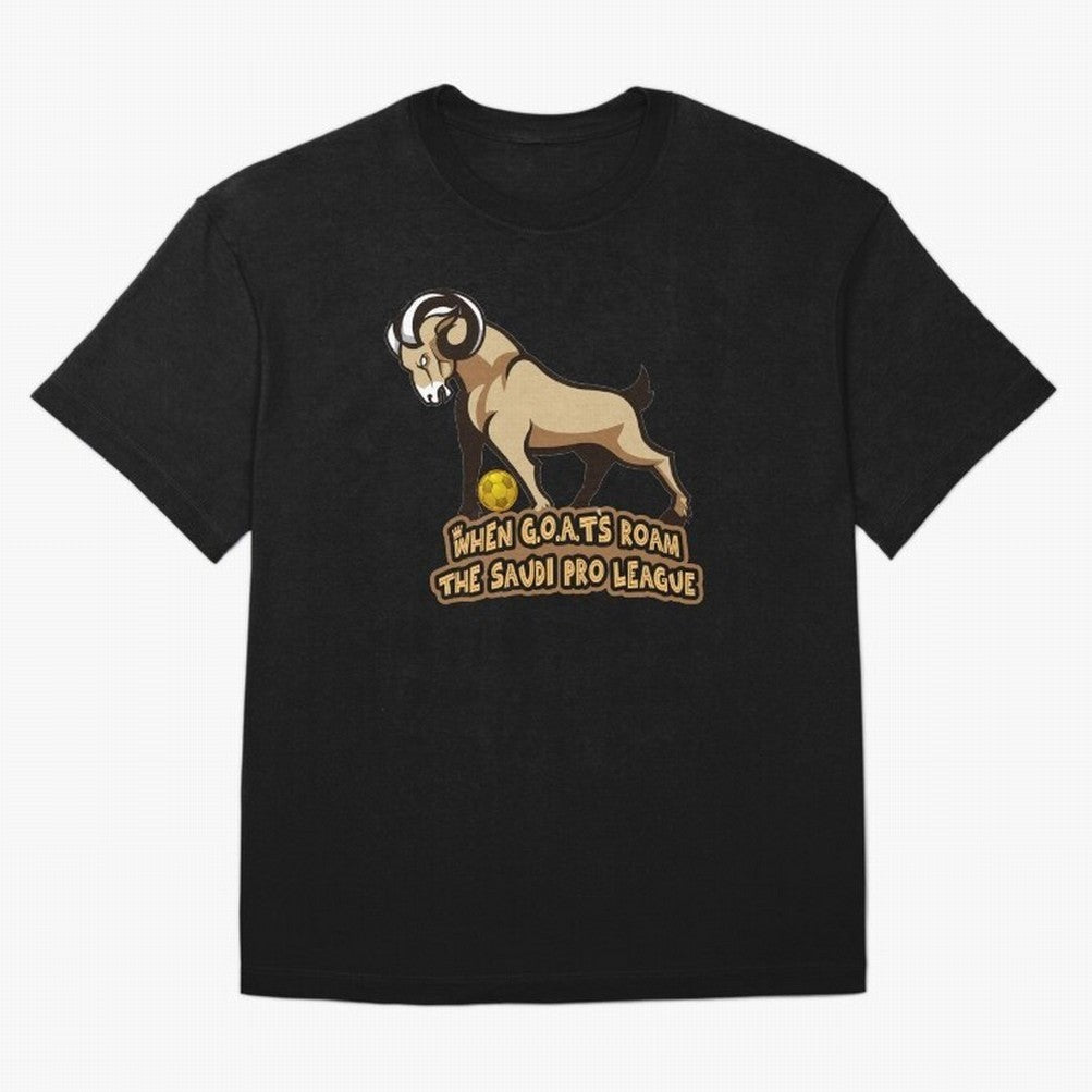The G.O.A.T. Kings Roam the Saudi League Oversized T-Shirt Celebrate Supporters United by the FIFA World Cup 2026 USA Canada Mexico Journey through CR7 and Messi Highlights, Brazil Pride, Tournament Hype, Historic Matchups, Family Viewing Parties