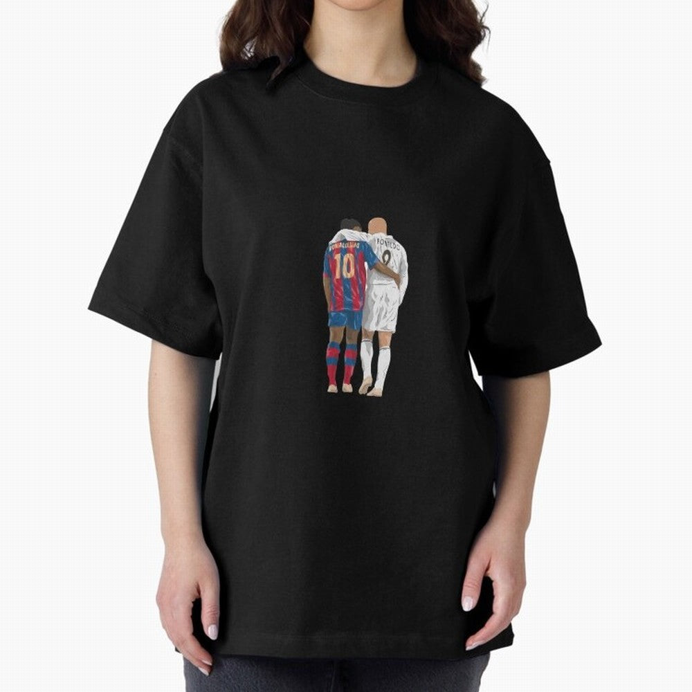 Ronaldinho, Ronaldo Minimalist Oversized T-Shirt Show Passion for the Stars of Global Football Passion for FIFA World Cup 2026, Capturing Messi, Argentina and Brazil, Game Day Rituals, Football Legends, Country Pride and the Road to the Final; Made