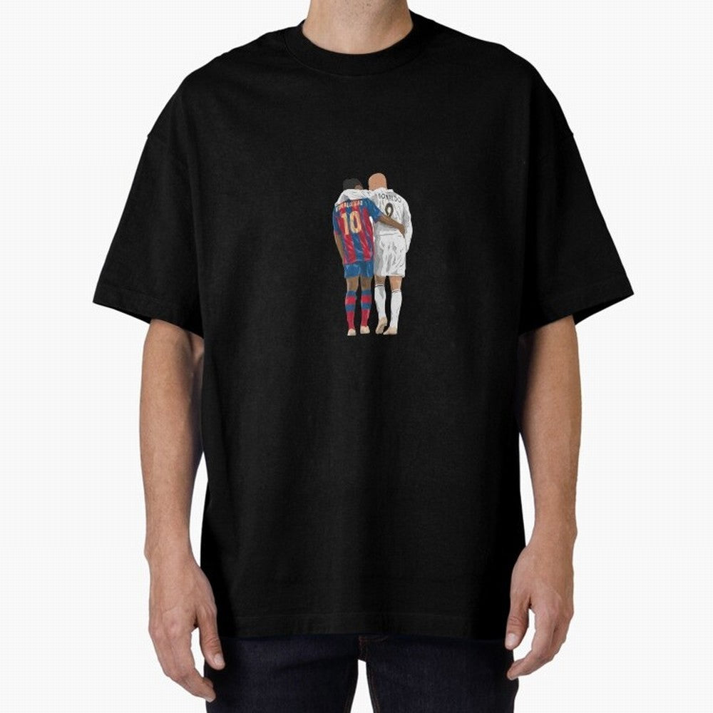 Ronaldinho, Ronaldo Minimalist Oversized T-Shirt Show Passion for the Stars of Global Football Passion for FIFA World Cup 2026, Capturing Messi, Argentina and Brazil, Game Day Rituals, Football Legends, Country Pride and the Road to the Final; Made