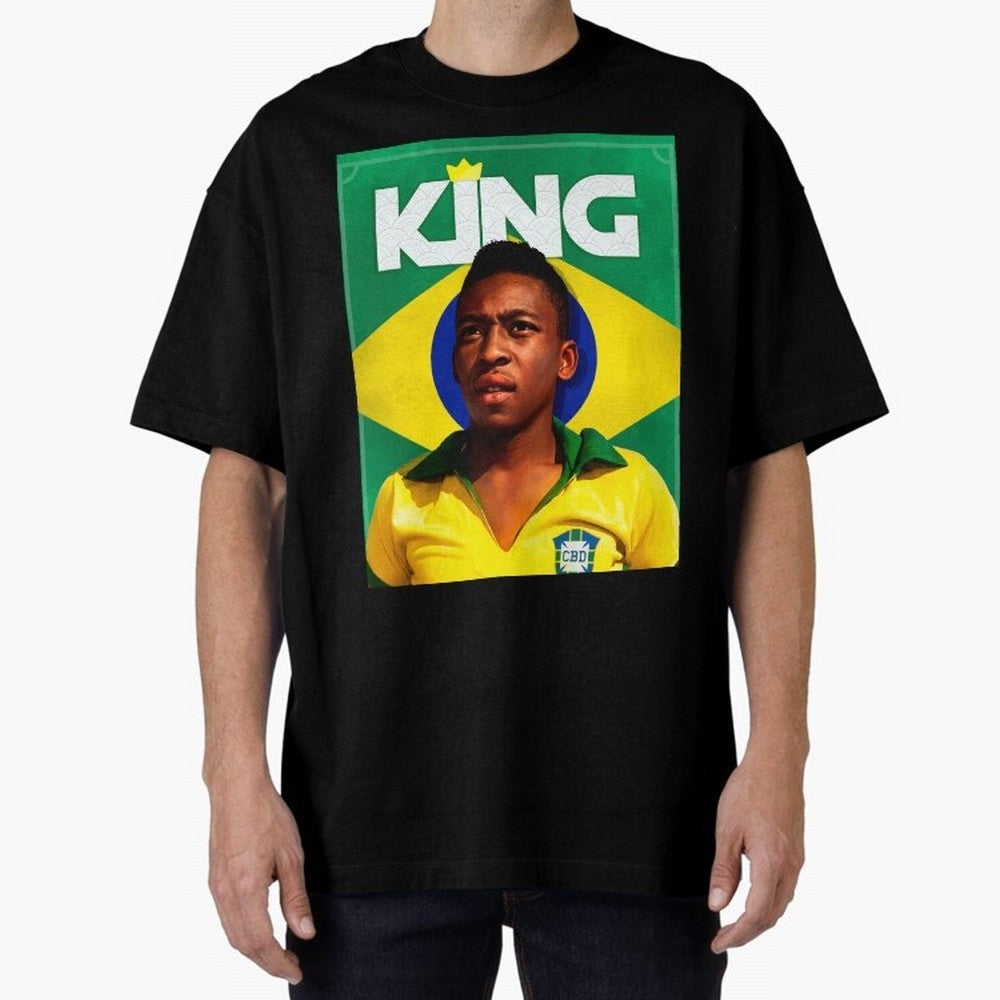 King Pele Oversized T-Shirt Celebrate Football Dreams Across FIFA World Cup 2026 for Fans of Mbappe and Neymar and Argentina, France and Brazil, Bringing Fan Favorite Moments, National Team Passion, Big Match Drama and Soccer History; Ideal for