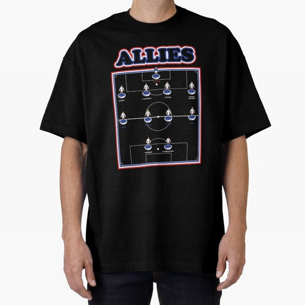 The Allies Team Line Up Oversized T-Shirt Show Your Stadium Side during Match Day Hype around FIFA World Cup 2026 USA Canada Mexico, Haaland and Mbappe, France and Portugal, Classic Soccer Heritage, Championship Pressure, Fan Loyalty and