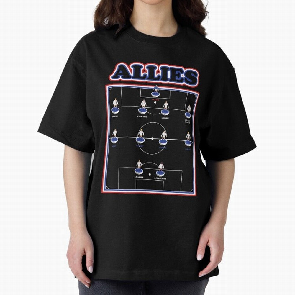 The Allies Team Line Up Oversized T-Shirt Show Your Stadium Side during Match Day Hype around FIFA World Cup 2026 USA Canada Mexico, Haaland and Mbappe, France and Portugal, Classic Soccer Heritage, Championship Pressure, Fan Loyalty and