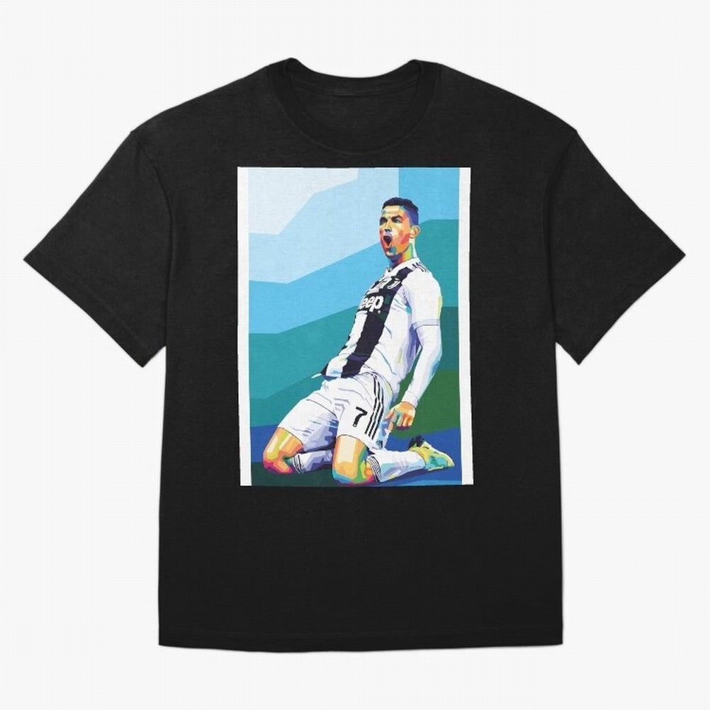 Cristiano Ronaldo Celebration Pop Art Graphic T-Shirt Support Your Favorite Stars during the FIFA World Cup 2026 USA Canada Mexico Journey through Messi, Neymar and Mbappe Highlights, Argentina, France and Brazil Pride, Vintage Soccer Flavor,