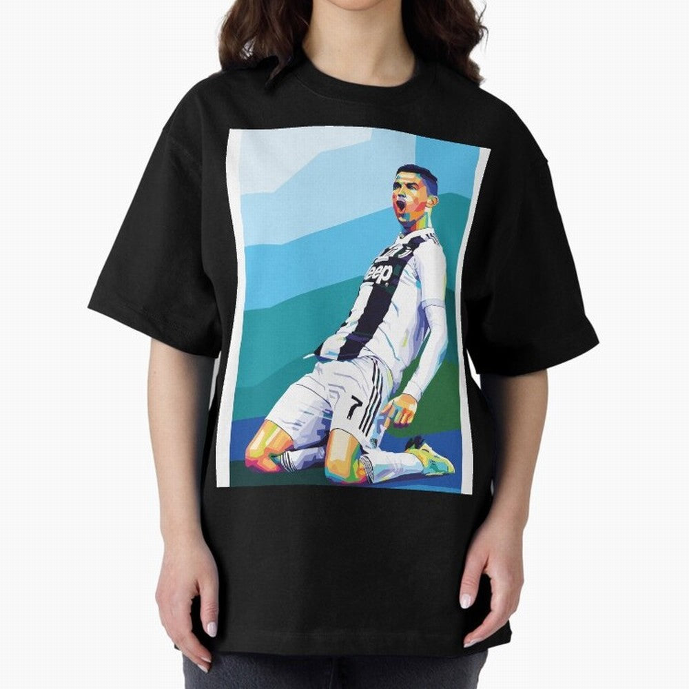 Cristiano Ronaldo Celebration Pop Art Graphic T-Shirt Support Your Favorite Stars during the FIFA World Cup 2026 USA Canada Mexico Journey through Messi, Neymar and Mbappe Highlights, Argentina, France and Brazil Pride, Vintage Soccer Flavor,