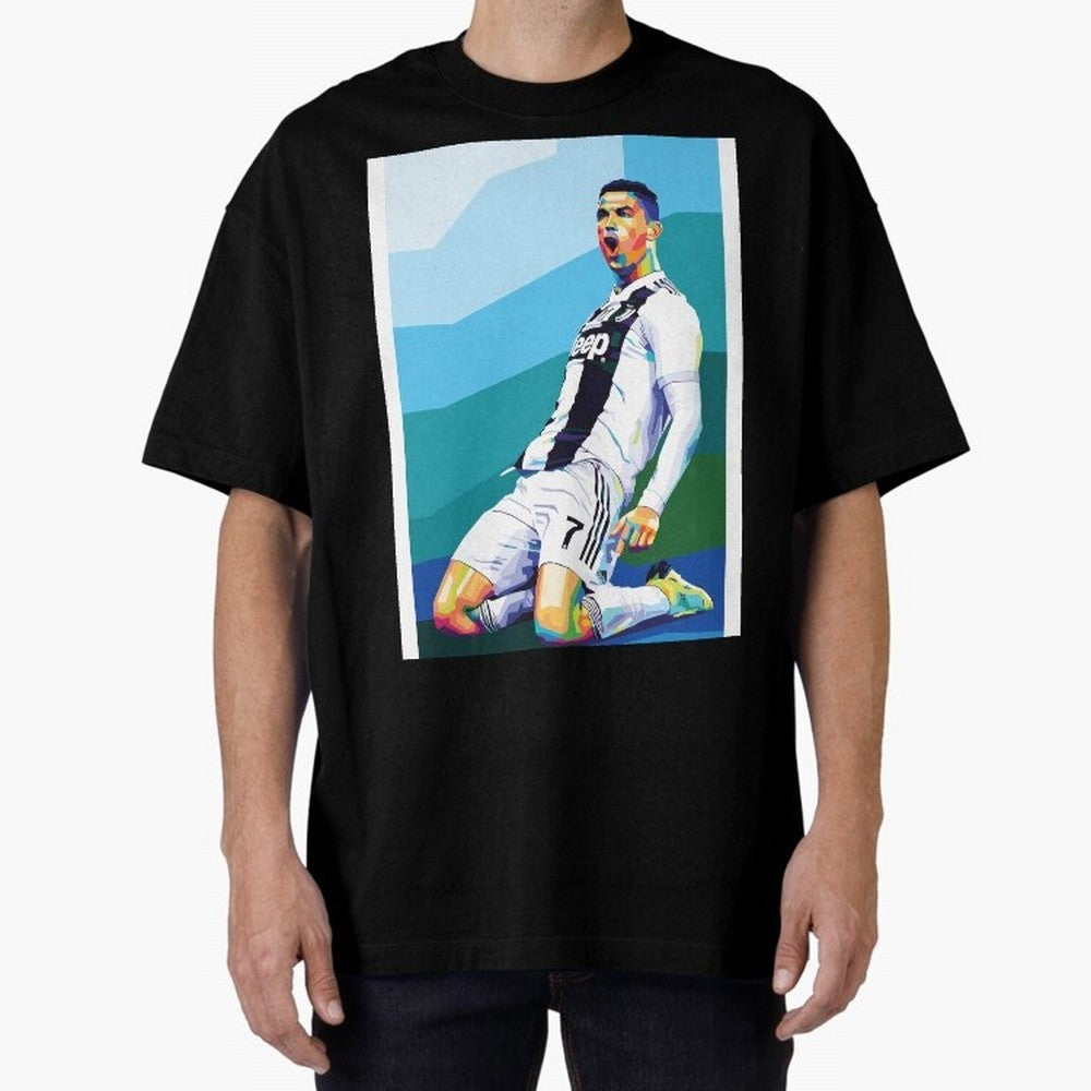 Cristiano Ronaldo Celebration Pop Art Graphic T-Shirt Support Your Favorite Stars during the FIFA World Cup 2026 USA Canada Mexico Journey through Messi, Neymar and Mbappe Highlights, Argentina, France and Brazil Pride, Vintage Soccer Flavor,