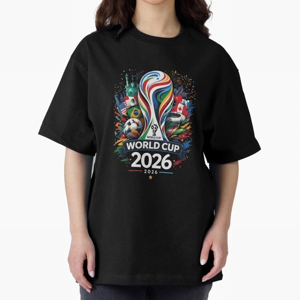 World Cup 2026, Soccer Fan Classic T-Shirt Refresh FIFA World Cup 2026 USA Canada Mexico Spirit, Celebrating Brazil, Messi, Vintage Soccer Flavor, Modern Football Stars, National Flags and Final Night Emotion; Perfect for Fans, Collectors, Family
