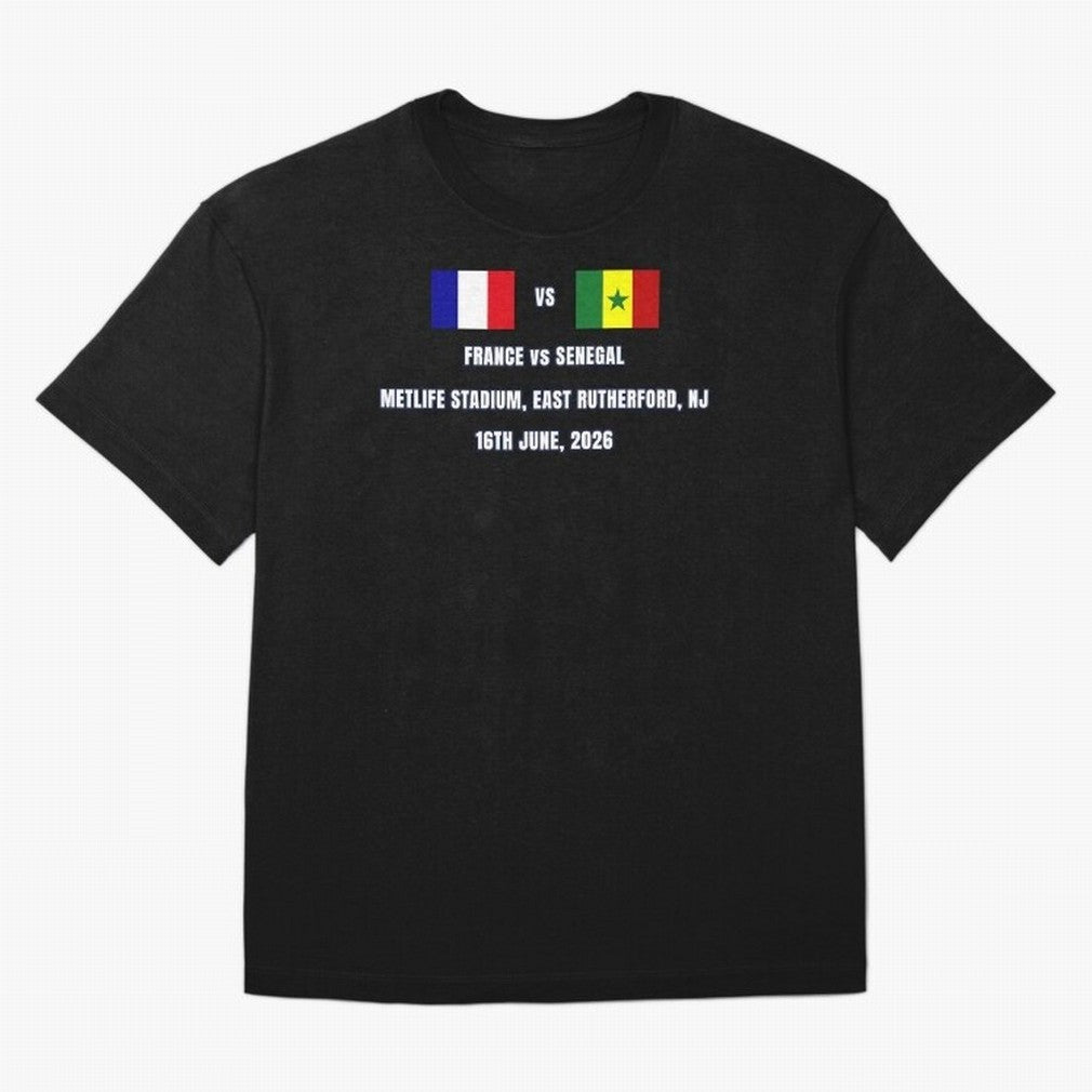France vs Senegal 16 June 2026 ¨C Football Match Design East Rutherford Classic T-Shirt Capture FIFA World Cup 2026 USA Canada Mexico Spirit, Filled with France and Portugal, Messi and Cristiano Ronaldo, Fan Favorite Moments, National Team Passion,