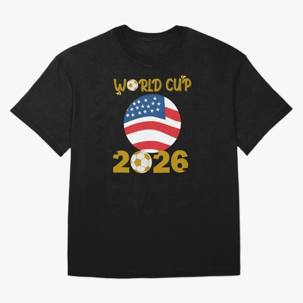 World Cup 2026 USA Soccer Design ¨C Football Fan Graphic T-Shirt Classic T-Shirt Feel the Roar of Match Day Hype around FIFA World Cup 2026 Group Stage, Neymar, Haaland and Cristiano Ronaldo, Argentina and Brazil, Supporter Pride, Iconic