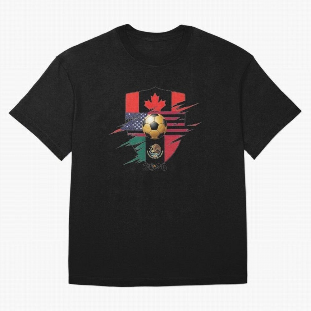 Golden Soccer Ball 2026 Host Nations Emblem Classic T-Shirt Feel the Heartbeat of FIFA World Cup 2026 Group Stage Spirit, Driven by England, CR7, Tournament Hype, Historic Matchups, Family Viewing Parties and Global Sports Pride; Ideal for Fans Who
