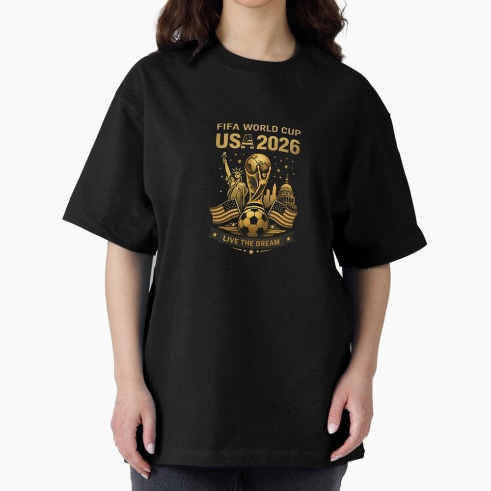 Fifa World Cup USA 2026 Gold Soccer Football Classic T-Shirt Stand Out with Spirit from the FIFA World Cup 2026 USA Canada Mexico Journey through CR7 Highlights, Brazil, Portugal and Argentina Pride, Supporter Pride, Iconic Celebrations, Legendary