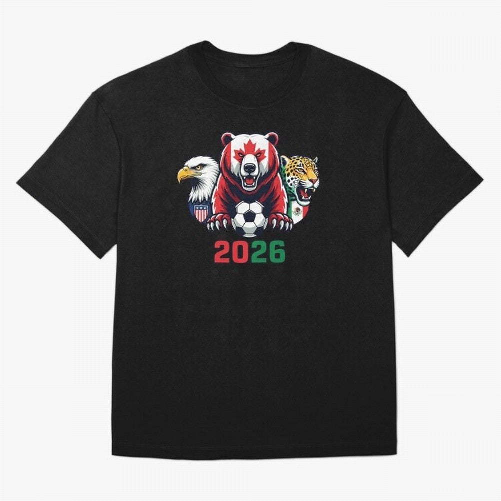 World Cup 2026 USA Canada Mexico Host Mascots Classic T-Shirt Celebrate FIFA World Cup 2026 Spirit, Inspired by Argentina, France and Brazil, Neymar, Global Supporter Spirit, Legendary Goals, National Colors and Tournament Celebration; Ideal for