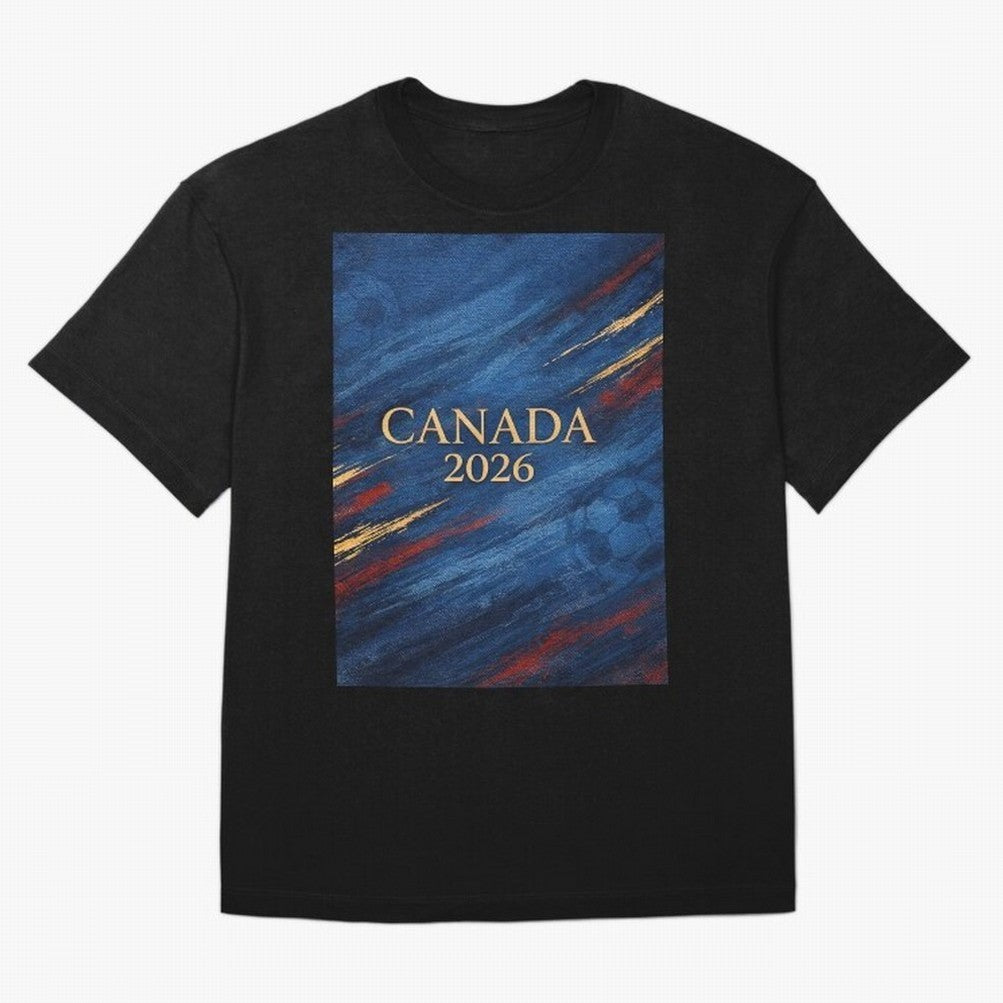 Elegant and Luxury Canada 2026 Soccer Theme Classic T-Shirt Relive Legendary Nights from FIFA World Cup 2026 Group Stage Spirit, Centered on Brazil, Portugal and Argentina, Messi and Cristiano Ronaldo, Championship Spirit, Famous Goals, Roaring