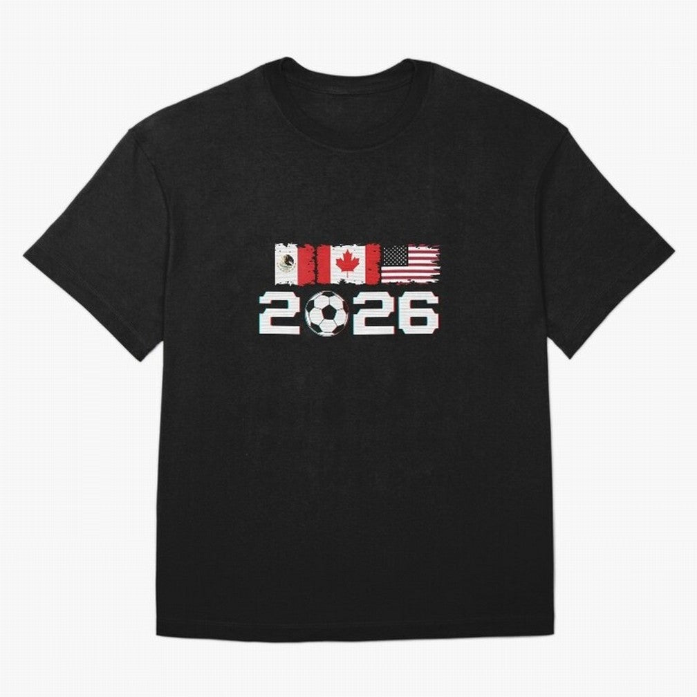 Glitched United 2026 Cup - North America Emblem Part 2 T-Shirt_82924673 Classic T-Shirt Turn Football Passion into Global Football Passion for FIFA World Cup 2026, Featuring Messi, CR7 and Mbappe, Portugal, Worldwide Fan Energy, Dramatic Goals,