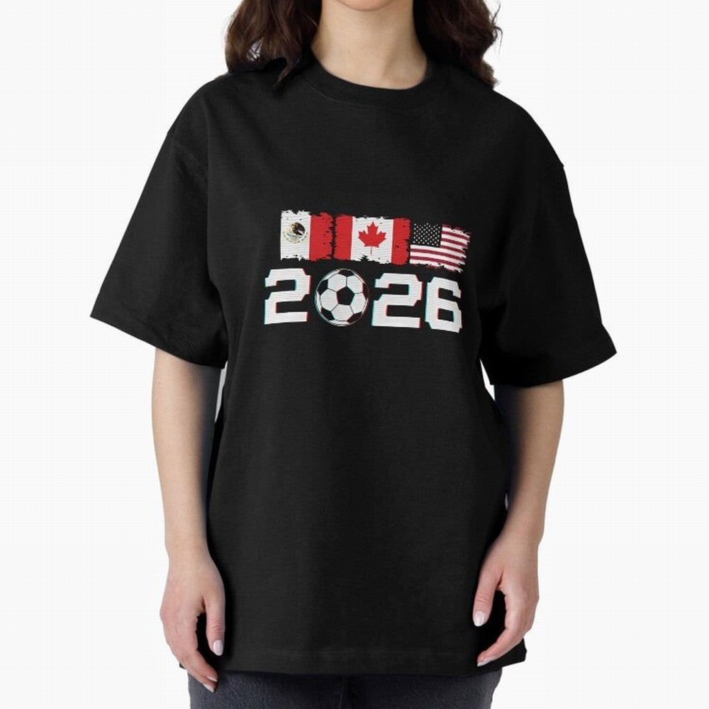 Glitched United 2026 Cup - North America Emblem Part 2 T-Shirt_82924673 Classic T-Shirt Carry National Pride through FIFA World Cup 2026 USA Canada Mexico Inspired by Haaland, Argentina, France and Brazil Energy, Retro Football Energy, Iconic
