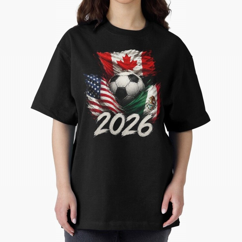 Soccer 2026 USA Canada Mexico ¨C World Football Flags Design Classic T-Shirt Enjoy the Biggest Football Party of FIFA World Cup 2026 USA Canada Mexico for Fans of Messi and Argentina and Brazil, Bringing Sports Nostalgia, International Competition,