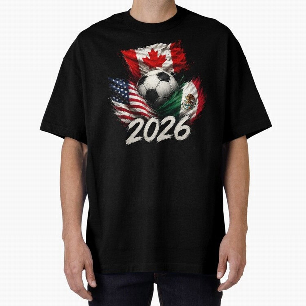 Soccer 2026 USA Canada Mexico ¨C World Football Flags Design Classic T-Shirt Enjoy the Biggest Football Party of FIFA World Cup 2026 USA Canada Mexico for Fans of Messi and Argentina and Brazil, Bringing Sports Nostalgia, International Competition,