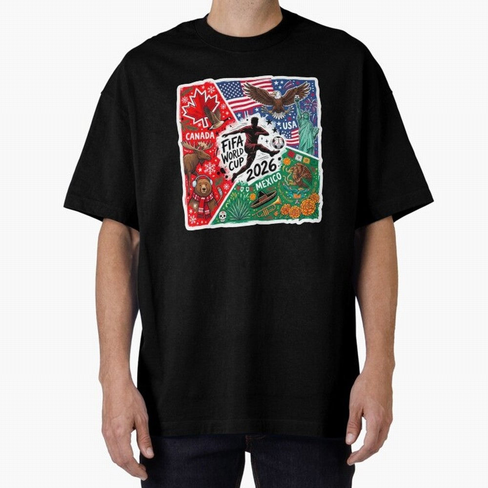 FIFA World Cup 2026 USA Canada Mexico ¨C Patriotic Football Collage Design Classic T-Shirt Honor Global Football Passion for FIFA World Cup 2026 Group Stage, Celebrating Neymar, Haaland and Cristiano Ronaldo, Portugal, Global Supporter Spirit,