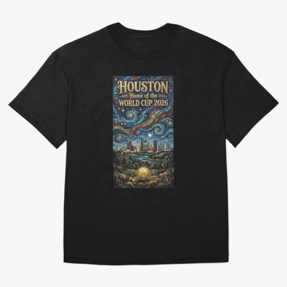 Houston Starry Night Skyline World Cup 2026 Soccer Poster ¡ª Van Gogh Fine Art Print Classic T-Shirt Spotlight Global Football Passion for FIFA World Cup 2026 USA Canada Mexico, Filled with Mbappe and Neymar, Spain, Football Passion, Legendary