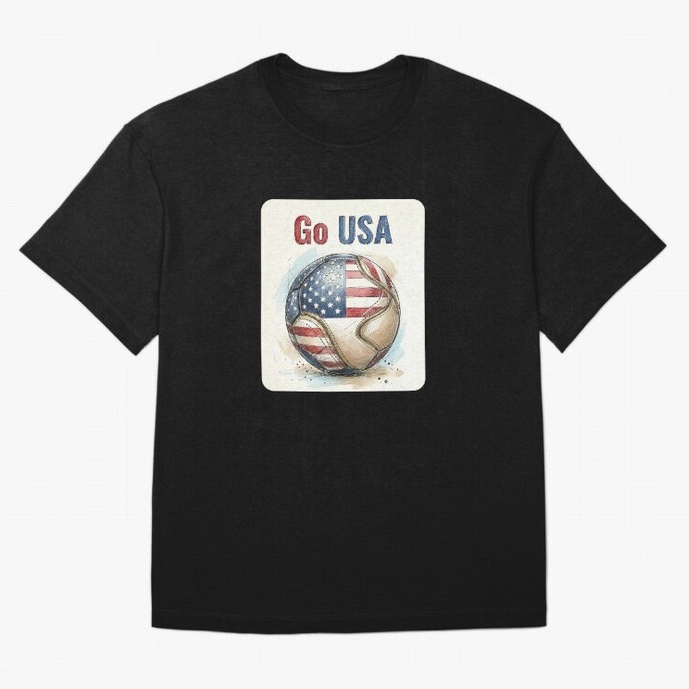 Go USA Soccer Ball Flag | American Football Fan Graphic Tee Classic T-Shirt Spotlight Global Football Passion for FIFA World Cup 2026 USA Canada Mexico, Centered on Haaland, Argentina, France and Brazil, Football Passion, Legendary Performances,