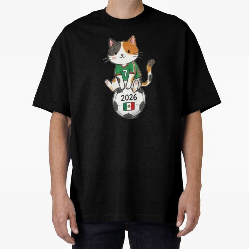 Mexico Soccer Cat #7 - 2026 World Cup Spirit Classic T-Shirt Turn Football Passion into Global Football Passion for FIFA World Cup 2026 USA Canada Mexico, Highlighting Messi, CR7 and Mbappe, Brazil, Portugal and Argentina, Vintage Soccer Flavor,