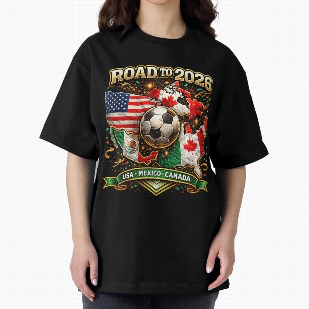 Road to 2026 Soccer Tournament - USA Mexico Canada Flags Classic T-Shirt Celebrate Soccer Greatness during Global Football Passion for FIFA World Cup 2026, Highlighting Cristiano Ronaldo, Brazil, Fan Favorite Moments, National Team Passion, Big