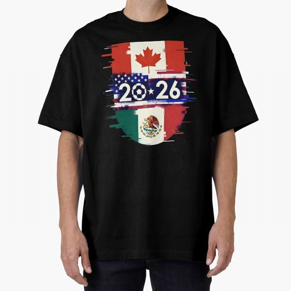 Glitched United 2026 - North America Emblem Cup Classic T-Shirt Make Game Day About FIFA World Cup 2026 USA Canada Mexico Spirit, Connected to France, Neymar, Championship Spirit, Famous Goals, Roaring Crowds and International Football Unity; Made