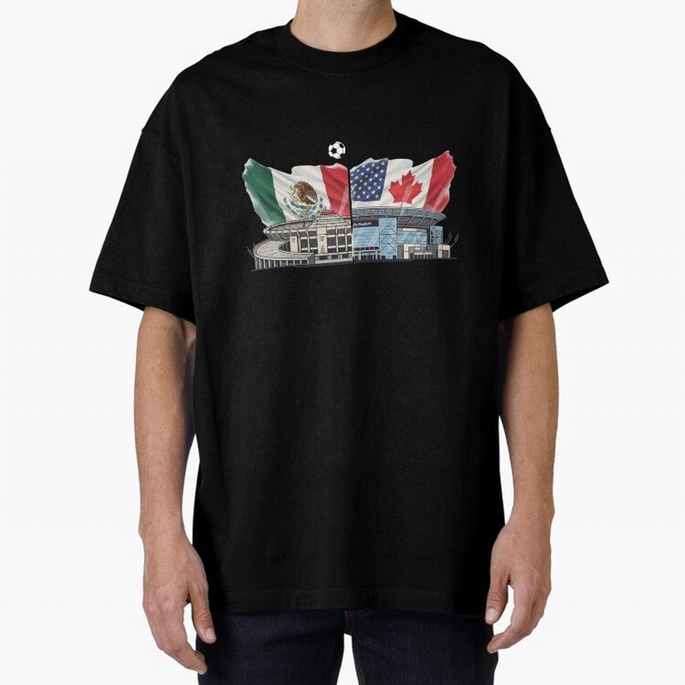 2026 World Cup Opening & Final ¨C Azteca Stadium Mexico & MetLife Stadium USA ¨C Football Design with Mexican, Canadian & US Flags Classic T-Shirt Follow FIFA World Cup 2026 Group Stage Spirit, Celebrating Germany, Neymar, Soccer Culture, Superstar