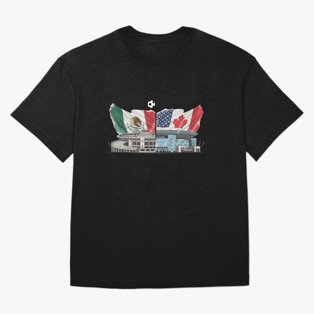 2026 World Cup Opening & Final ¨C Azteca Stadium Mexico & MetLife Stadium USA ¨C Football Design with Mexican, Canadian & US Flags Classic T-Shirt Follow FIFA World Cup 2026 Group Stage Spirit, Celebrating Germany, Neymar, Soccer Culture, Superstar