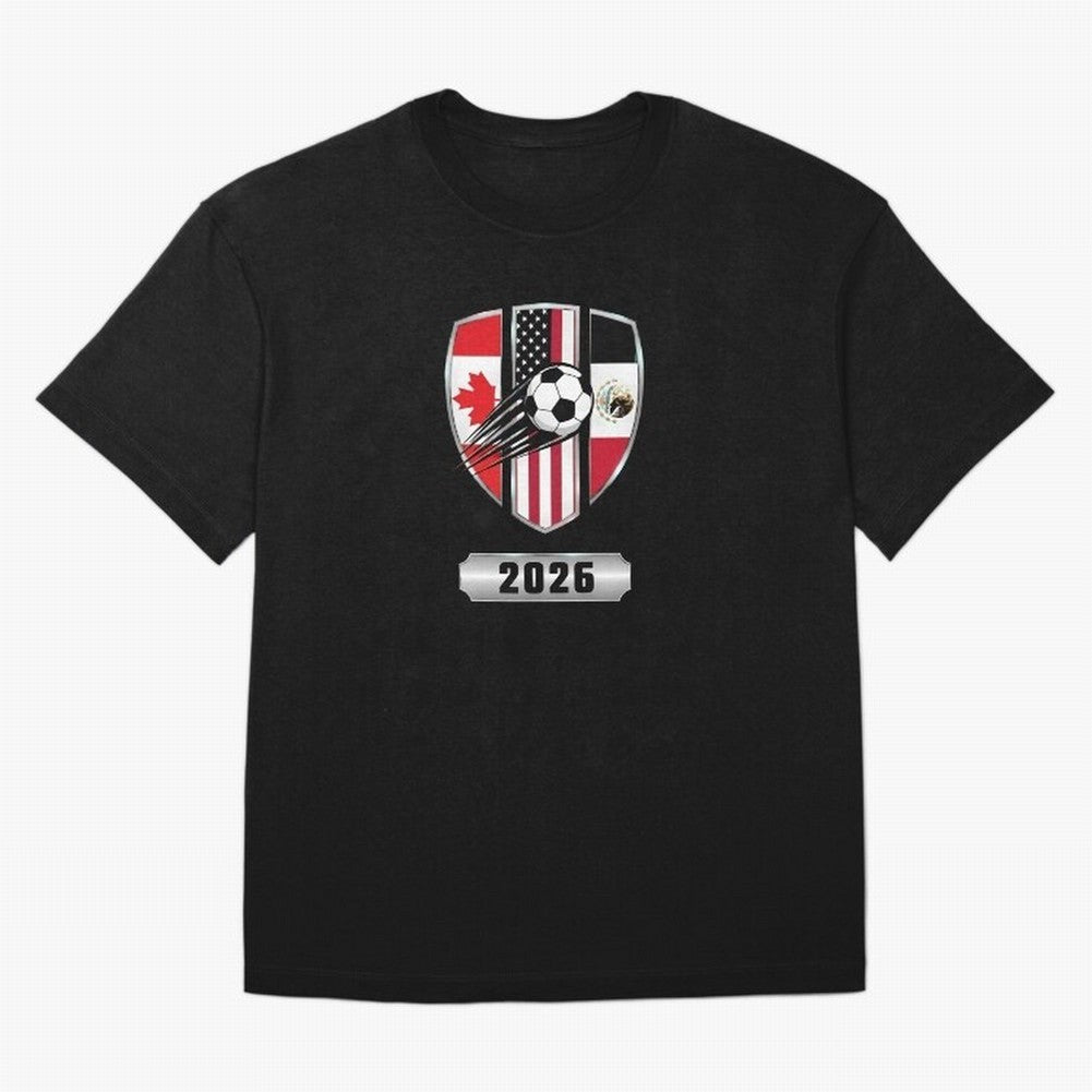 North United America Shield 2026 Cup T-Shirt_82794382 Classic T-Shirt Celebrate the Next Chapter of FIFA World Cup 2026 USA Canada Mexico Inspired by Messi, Neymar and Mbappe, Argentina, France and Brazil Energy, Sports Nostalgia, International