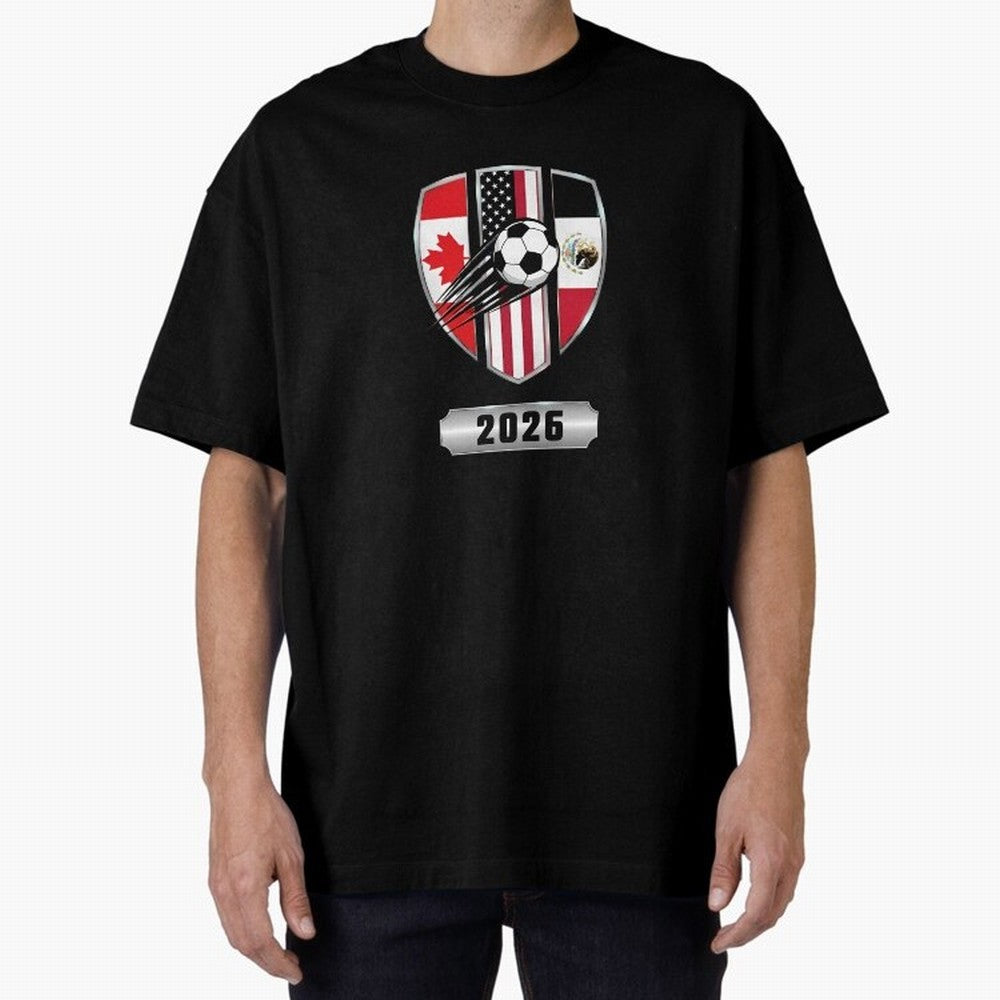 North United America Shield 2026 Cup T-Shirt_82794382 Classic T-Shirt Bring Retro Soccer Energy to FIFA World Cup 2026 USA Canada Mexico Inspired by Messi and Cristiano Ronaldo, Brazil Energy, Football Passion, Legendary Performances, Festival