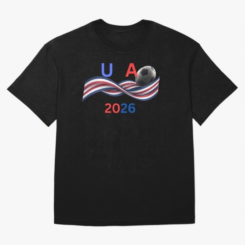 USA 2026 Soccer Ball With Waving Flag - United States Football Team Support? Classic T-Shirt Represent the Passion of FIFA World Cup 2026 USA Canada Mexico Driven by Haaland and Mbappe, England, France and Netherlands Energy, Football History,