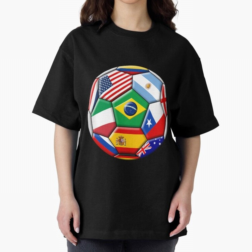 Soccer with various flags Classic T-Shirt Celebrate Fan Culture around Match Day Hype around FIFA World Cup 2026, CR7 and Messi, Argentina and Brazil, Stadium Memories, Football Loyalty, International Chants and Championship Tradition; Great for