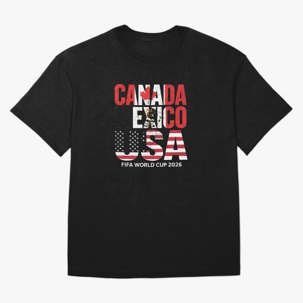 United 2026 World Cup - Canada, Mexico, USA Flags T-Shirt_83138002 Classic T-Shirt Make Memories around Global Football Passion for FIFA World Cup 2026 USA Canada Mexico, Built around Messi, Neymar and Mbappe, England, France and Netherlands,