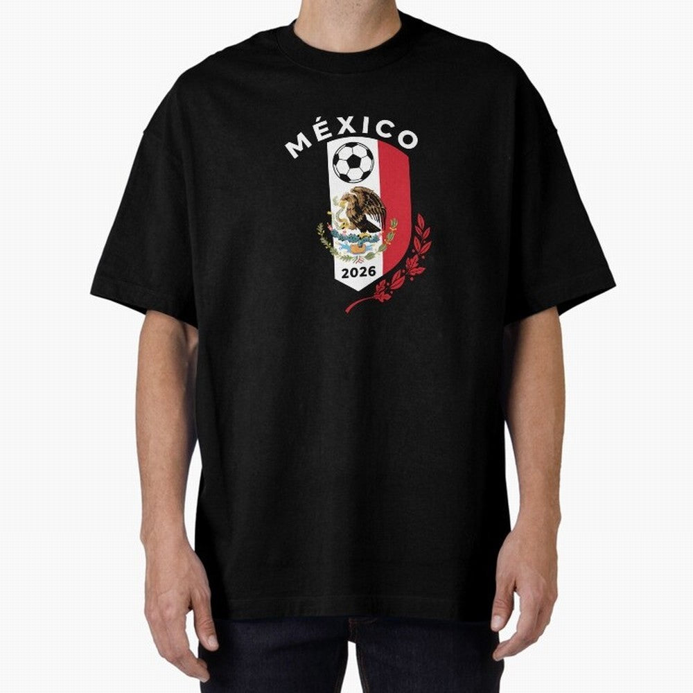 Mexico Emblem World Cup Soccer 2026 Football Crew T-Shirt_83050167 Classic T-Shirt Stand Proud for FIFA World Cup 2026 Made for Messi and Cristiano Ronaldo, Brazil Energy, Goal Celebration Energy, Supporter Heritage, Football Icons and Worldwide