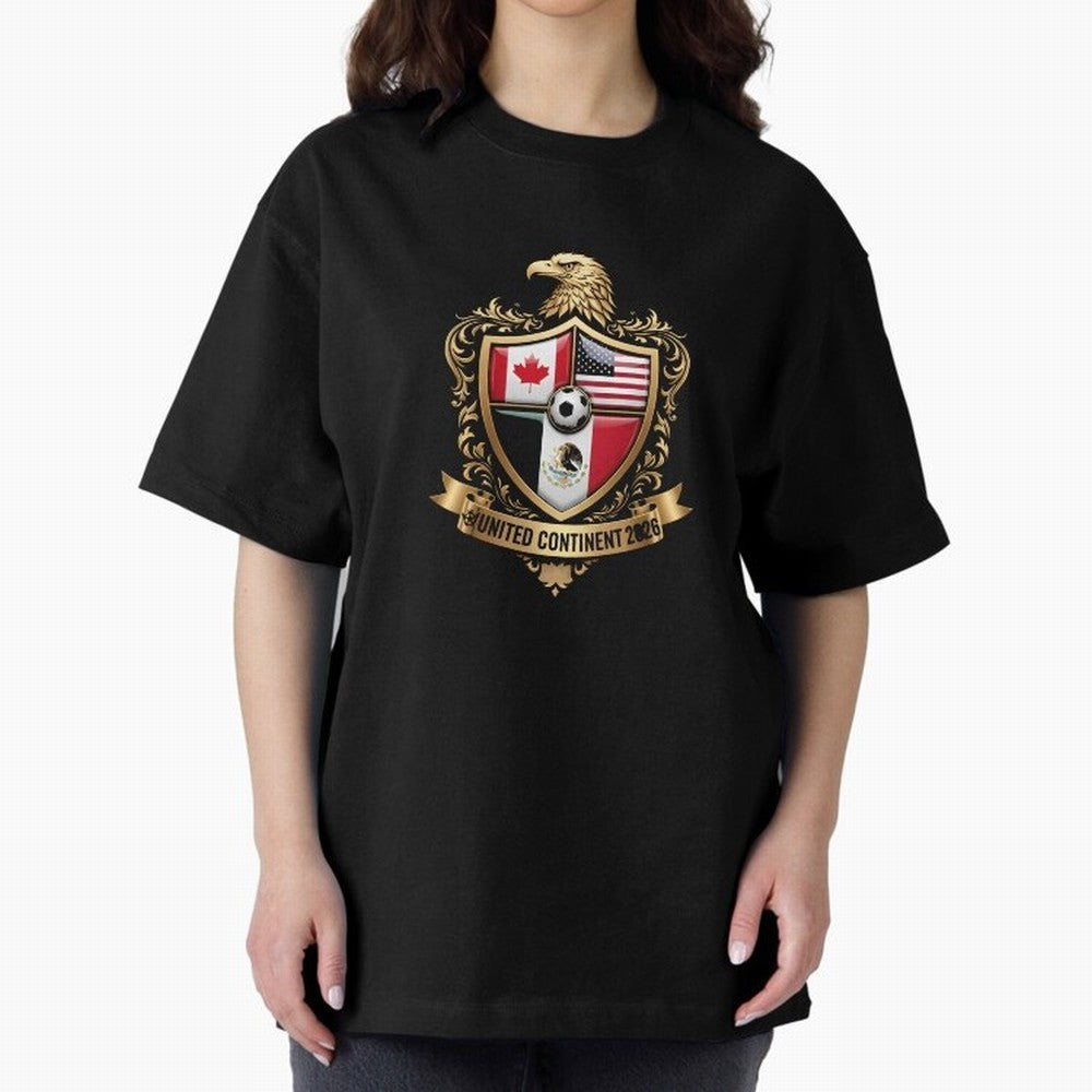Golden Continental Eagle Soccer World Cup Crest 2026 T-Shirt_83050983 Classic T-Shirt Experience FIFA World Cup 2026 USA Canada Mexico Highlighting Mbappe, Brazil, Portugal and Argentina Energy, Global Supporter Spirit, Legendary Goals, National