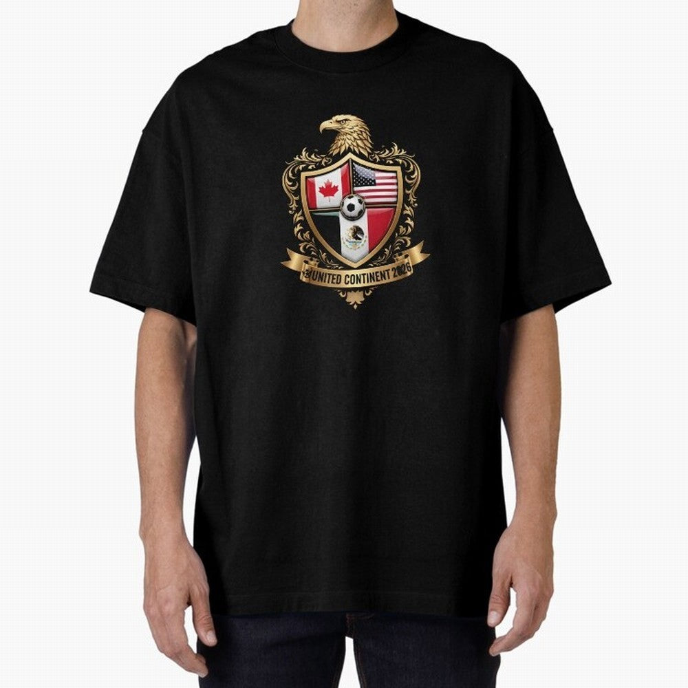 Golden Continental Eagle Soccer World Cup Crest 2026 T-Shirt_83050983 Classic T-Shirt Experience FIFA World Cup 2026 USA Canada Mexico Highlighting Mbappe, Brazil, Portugal and Argentina Energy, Global Supporter Spirit, Legendary Goals, National