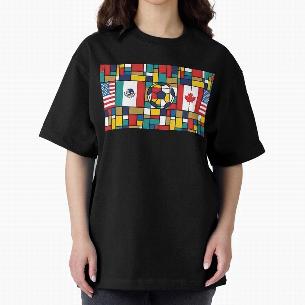 Spectacular World Cup Stadiums | Soccer Flags Mexico Canada USA Geometry Classic T-Shirt Celebrate the Magic of the FIFA World Cup 2026 Journey through CR7 and Messi Highlights, Brazil Pride, Vintage Soccer Flavor, Modern Football Stars, National