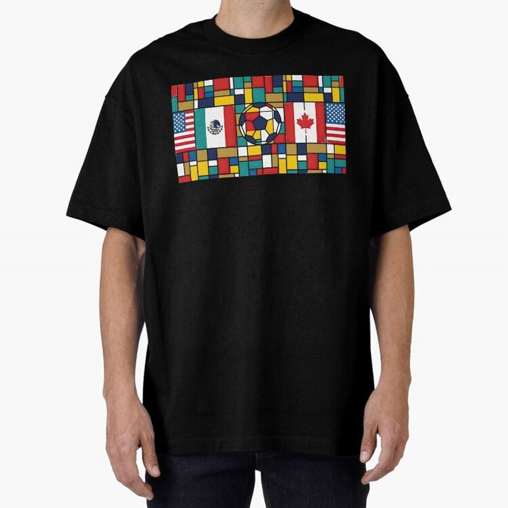 Spectacular World Cup Stadiums | Soccer Flags Mexico Canada USA Geometry Classic T-Shirt Celebrate the Magic of the FIFA World Cup 2026 Journey through CR7 and Messi Highlights, Brazil Pride, Vintage Soccer Flavor, Modern Football Stars, National
