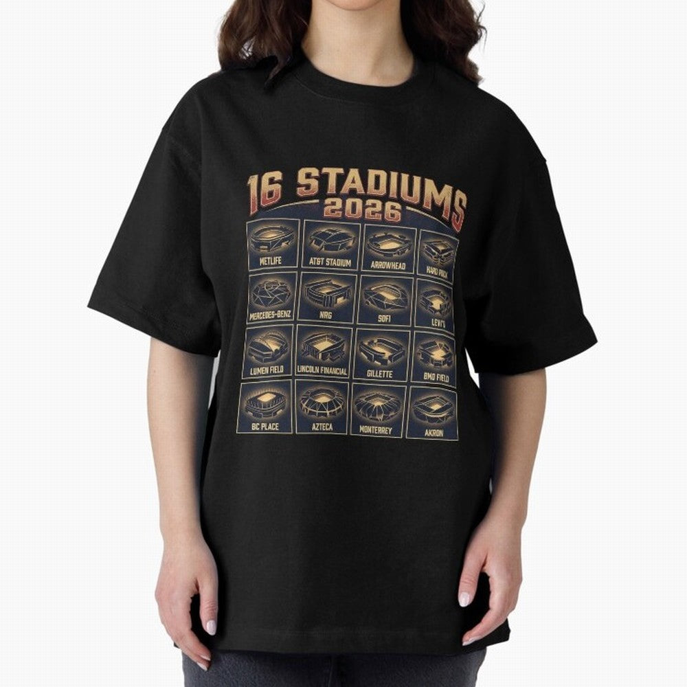 Sixteen Stadiums for 2026 World Cup Classic T-Shirt Make Game Day About FIFA World Cup 2026 with Cristiano Ronaldo, Argentina, France and Brazil Energy, Supporter Pride, Iconic Celebrations, Legendary Names and Global Match Day Energy; Great for