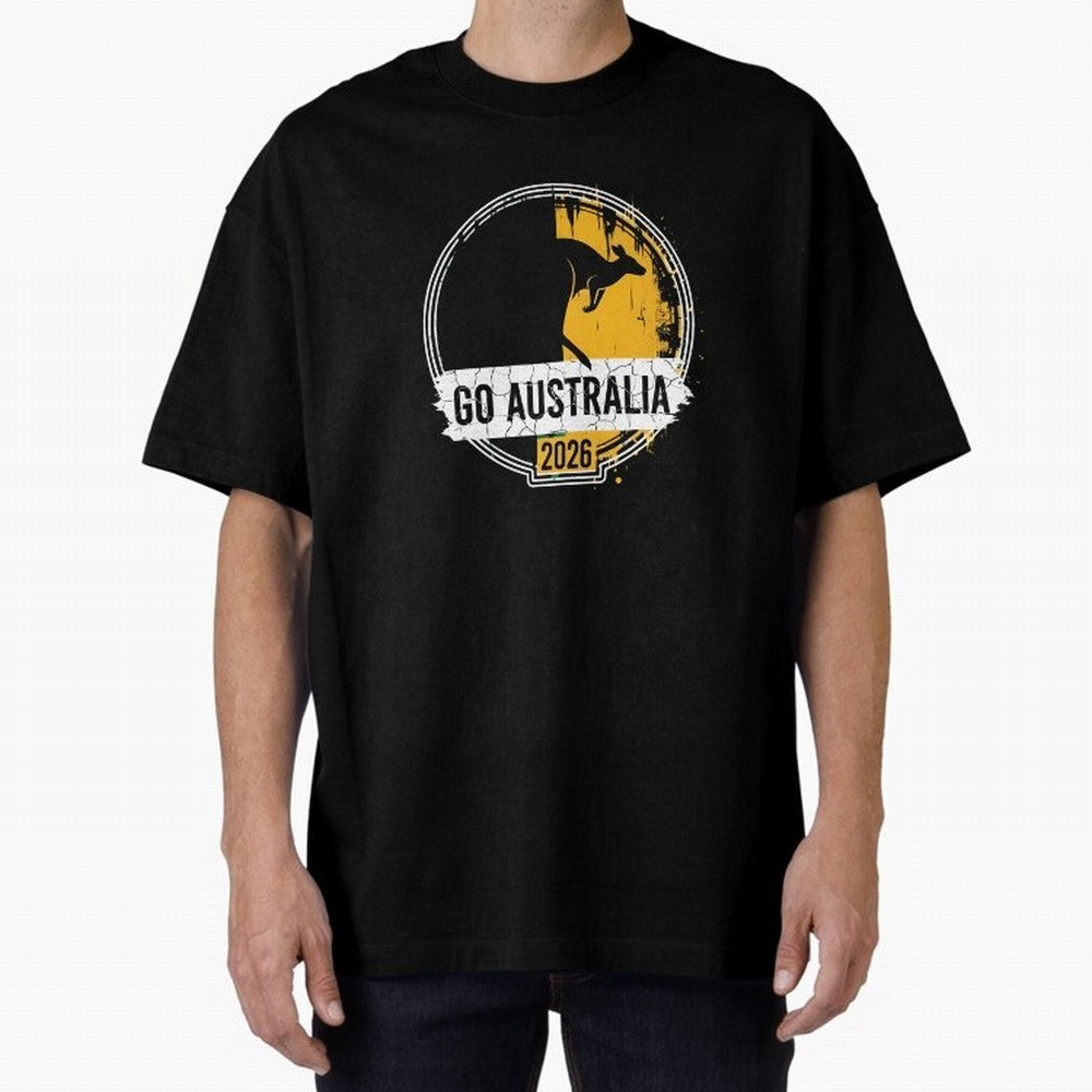 Golden Green Kangaroo Emblem Go Australia 2026 Supporter Design T-Shirt_83662099 Classic T-Shirt Capture Stadium Memories from Match Day Hype around FIFA World Cup 2026, CR7, France, Championship Spirit, Famous Goals, Roaring Crowds and