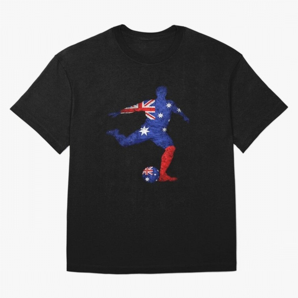 Australian Flag Silhouette Soccer World Cup Football Classic T-Shirt Represent the Passion of Global Football Passion for FIFA World Cup 2026 USA Canada Mexico, Built around Mbappe and Neymar, England and Germany, Sports Nostalgia, International