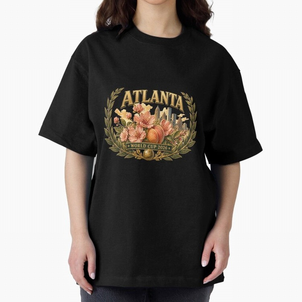 Elegant and Floral Atlanta 2026 World Cup Host City ¡ª Georgia Peach Laurel Wreath Classic T-Shirt Follow Every Goal of Match Day Hype around FIFA World Cup 2026 Group Stage, CR7, Spain, Game Day Rituals, Football Legends, Country Pride and the