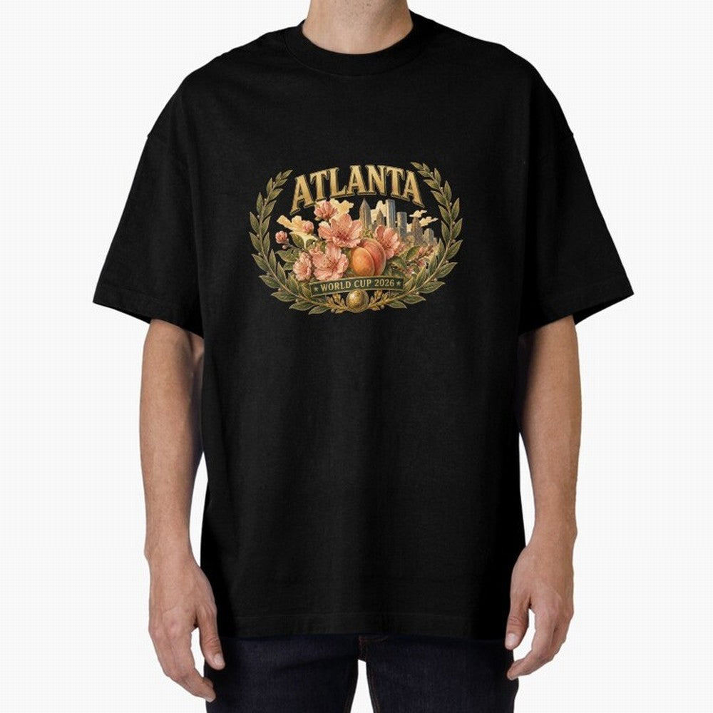 Elegant and Floral Atlanta 2026 World Cup Host City ¡ª Georgia Peach Laurel Wreath Classic T-Shirt Follow Every Goal of Match Day Hype around FIFA World Cup 2026 Group Stage, CR7, Spain, Game Day Rituals, Football Legends, Country Pride and the