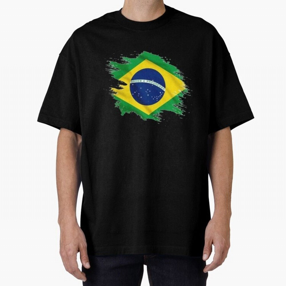 Brazil Flag Artistic Brush Stroke - Modern Flag Design T-Shirt Classic T-Shirt Share the Excitement of the FIFA World Cup 2026 Journey through Neymar Highlights, England and Germany Pride, Stadium Memories, Football Loyalty, International Chants