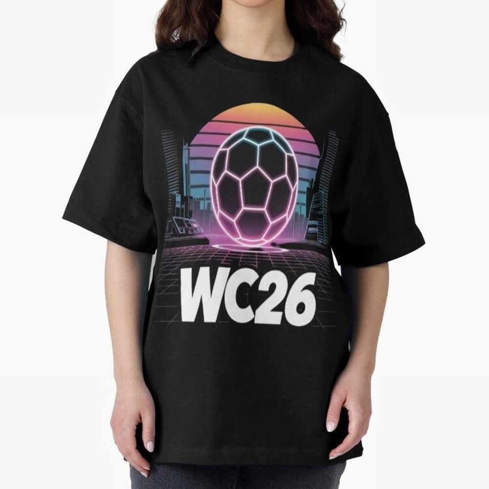 Retrofuturistic World Cup 2026 ¡ª Retro Sci-Fi Football Poster Classic T-Shirt Fuel the Hype around Global Football Passion for FIFA World Cup 2026, Highlighting Mbappe, Argentina, Classic Soccer Heritage, Championship Pressure, Fan Loyalty and