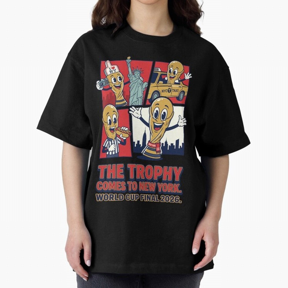 The Trophy Comes to New York ¡ª World Cup Final V1 Classic T-Shirt Feel the Trophy Chase of Global Football Passion for FIFA World Cup 2026 Group Stage, Filled with Messi, Neymar and Mbappe, England, France and Netherlands, Football History, Final