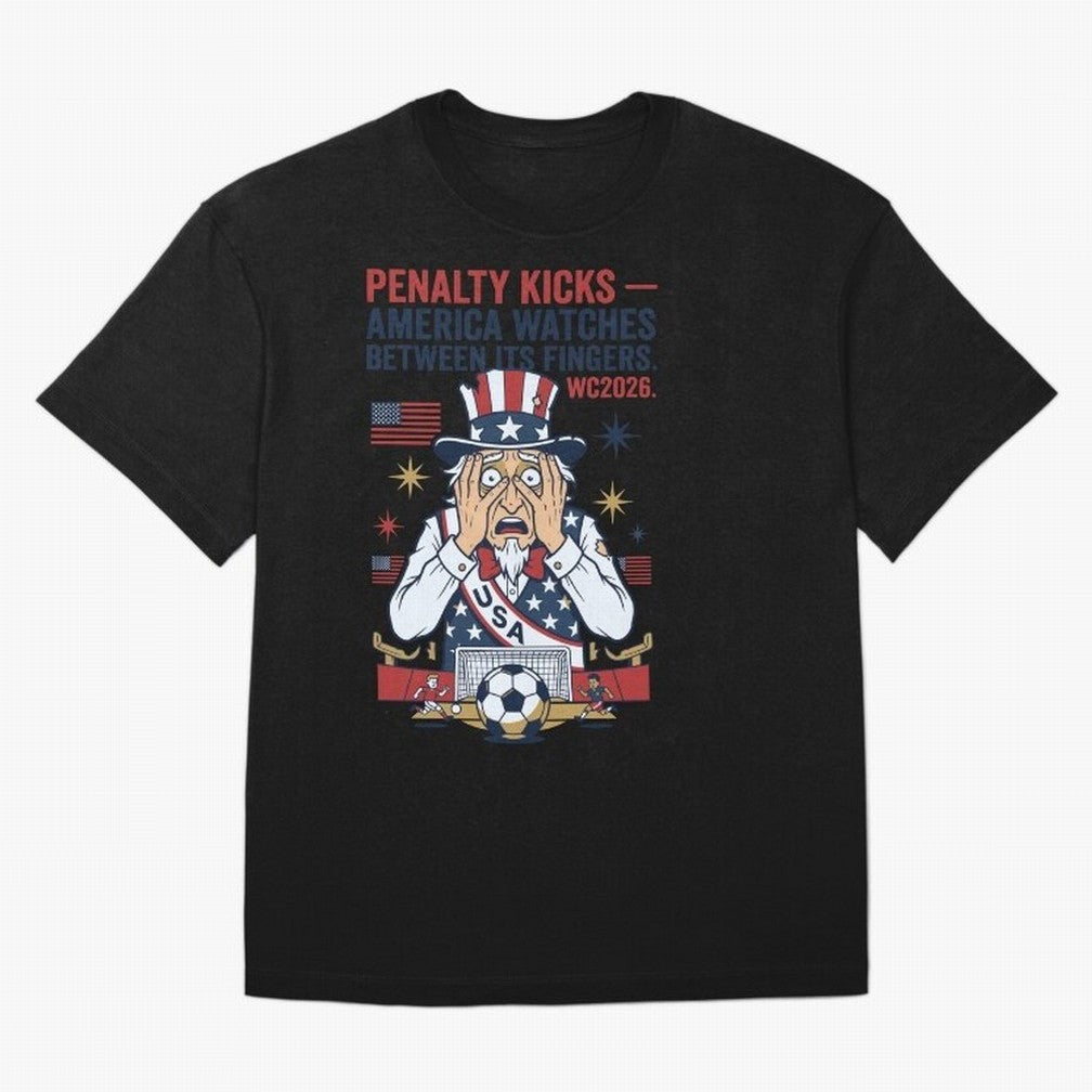 Penalty Kicks ¡ª America Watches Between Its Fingers V1 Classic T-Shirt Join the Countdown to FIFA World Cup 2026 USA Canada Mexico Celebrating Neymar, Argentina Energy, Sports Nostalgia, International Competition, Famous Players and Unforgettable