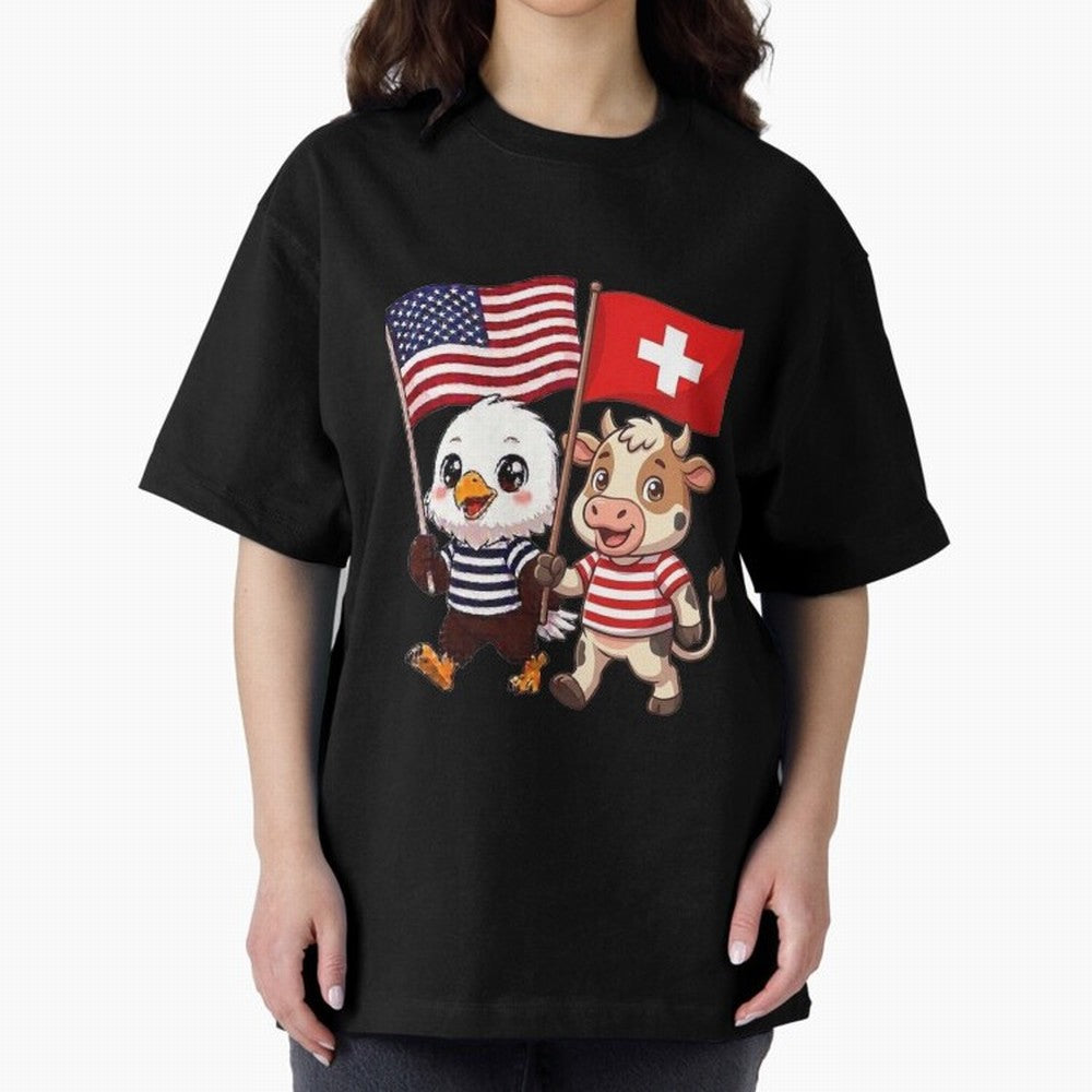 The American eagle and its friend, the Swiss calf Classic T-Shirt Spotlight Global Football Passion for FIFA World Cup 2026 Group Stage, Featuring Haaland and Mbappe, Portugal, Spain and Germany, Football Passion, Legendary Performances, Festival