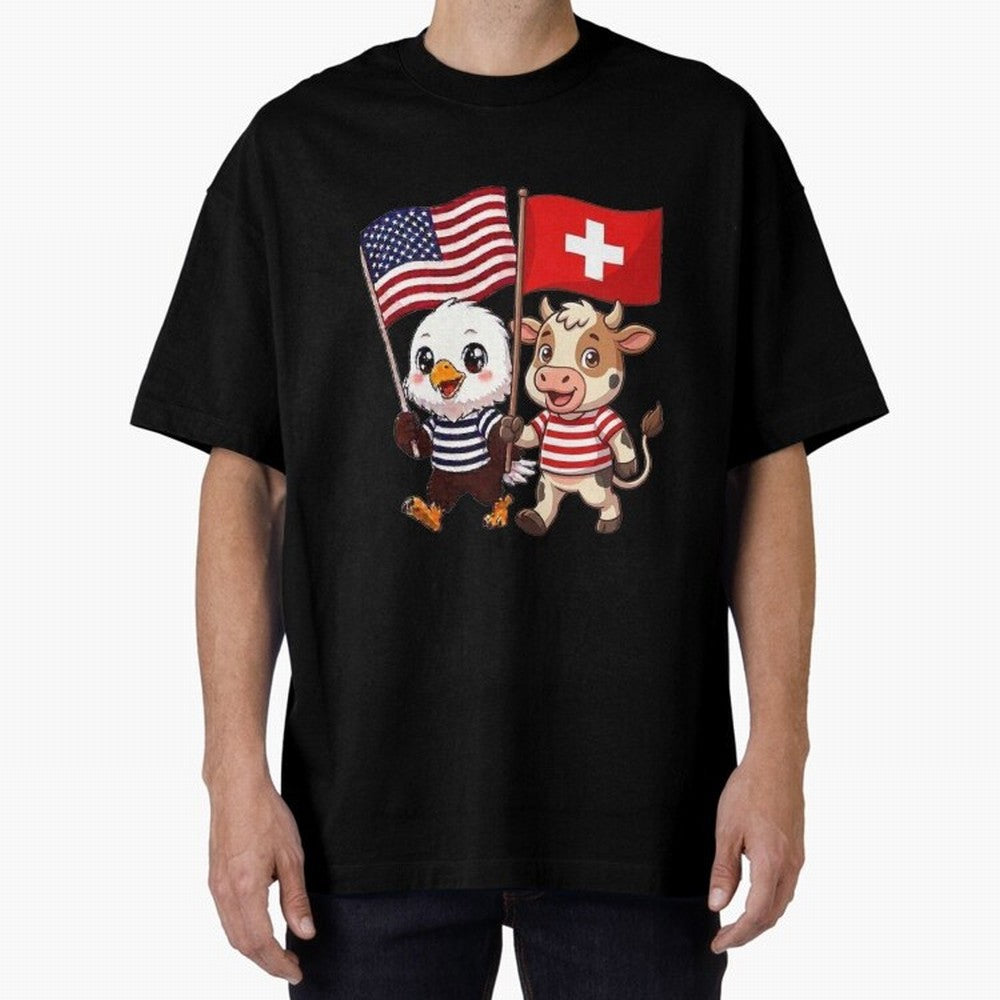 The American eagle and its friend, the Swiss calf Classic T-Shirt Spotlight Global Football Passion for FIFA World Cup 2026 Group Stage, Featuring Haaland and Mbappe, Portugal, Spain and Germany, Football Passion, Legendary Performances, Festival